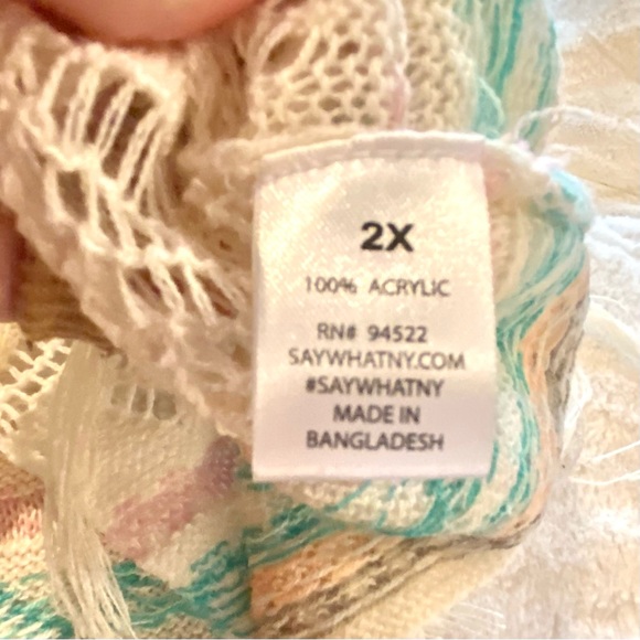 SAY WHAT crochet sweater vest in cream and pastels with fringe Boho fringe - Picture 10 of 14